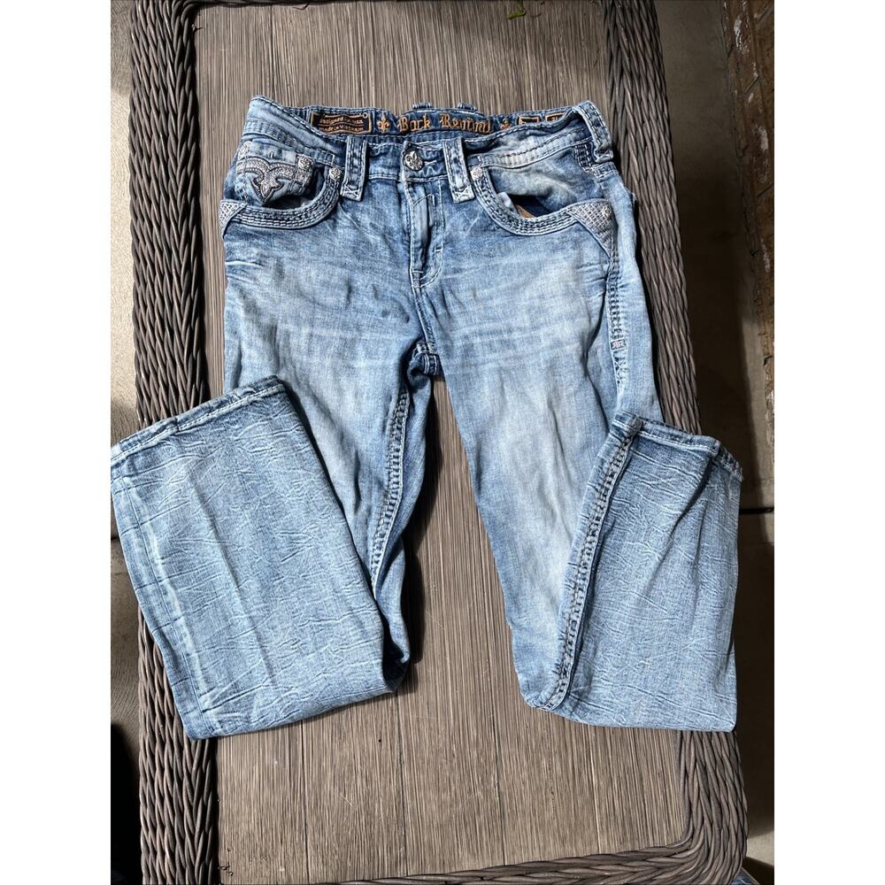 Rock Revival Men's Hansel Slim Bootcut Stretch Denim Jeans Blue, Size 32
